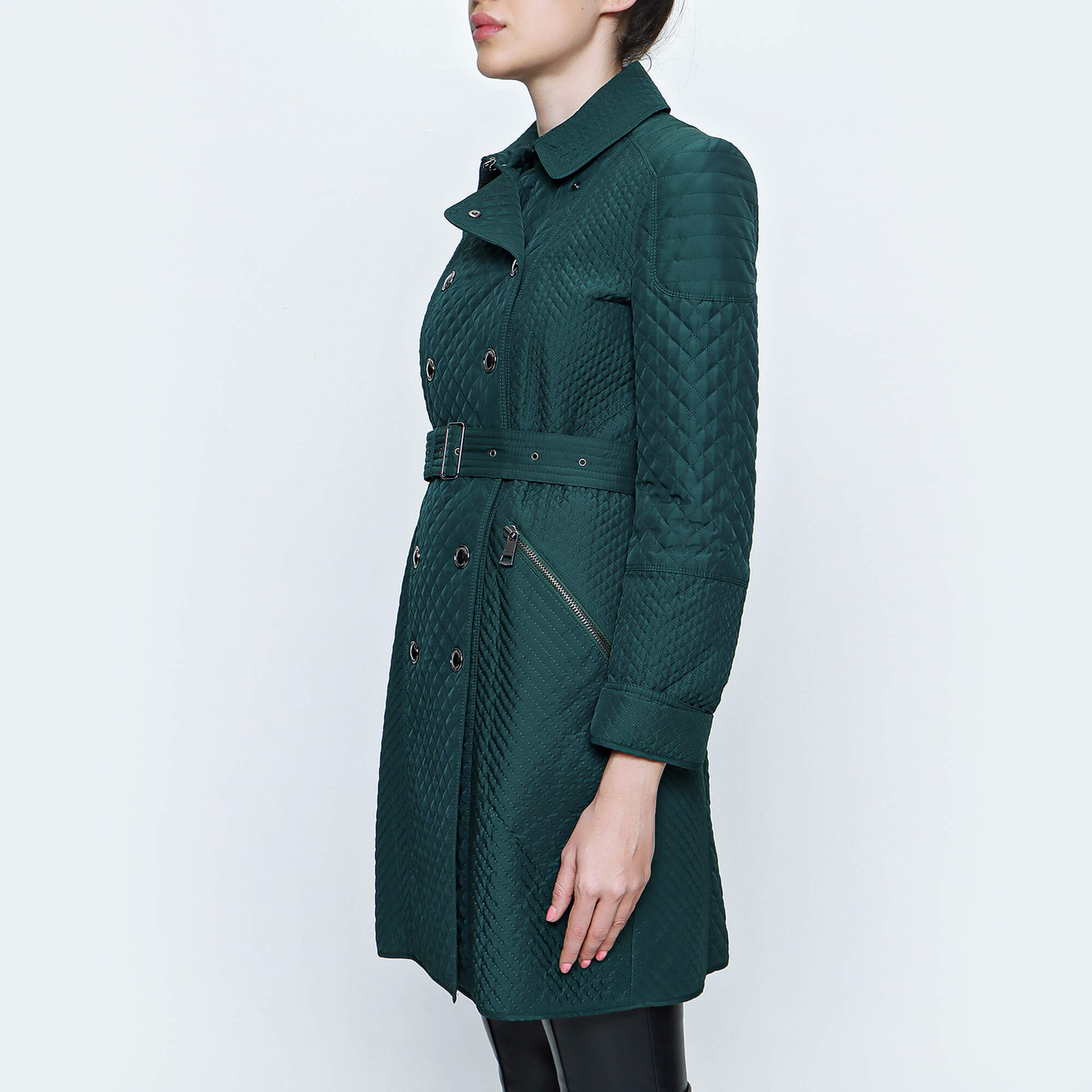 Burberry - Dark Racing Green Quilted Long Jacket 